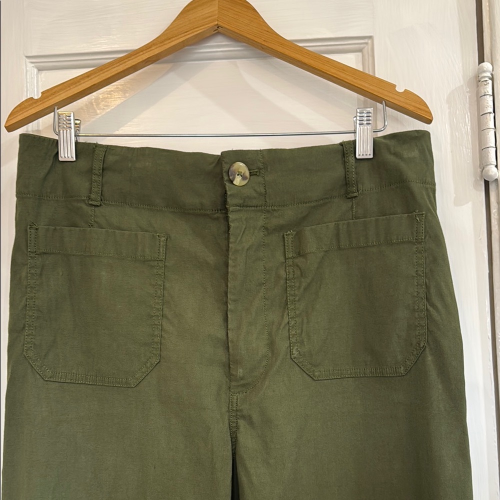 Maeve Olive Green Wide-Leg Pants - Picture 2 of 5